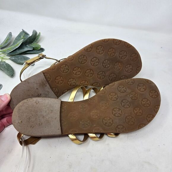 TORY BURCH Alexis Metallic Gladiator Ankle Strap Sandals - Picture 10 of 12